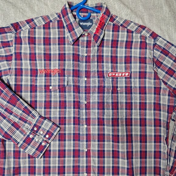 PBR World Finals Wrangler Shirt Mens Long Sleeve Pearl Snap FORD Embroidered - Picture 14 of 14